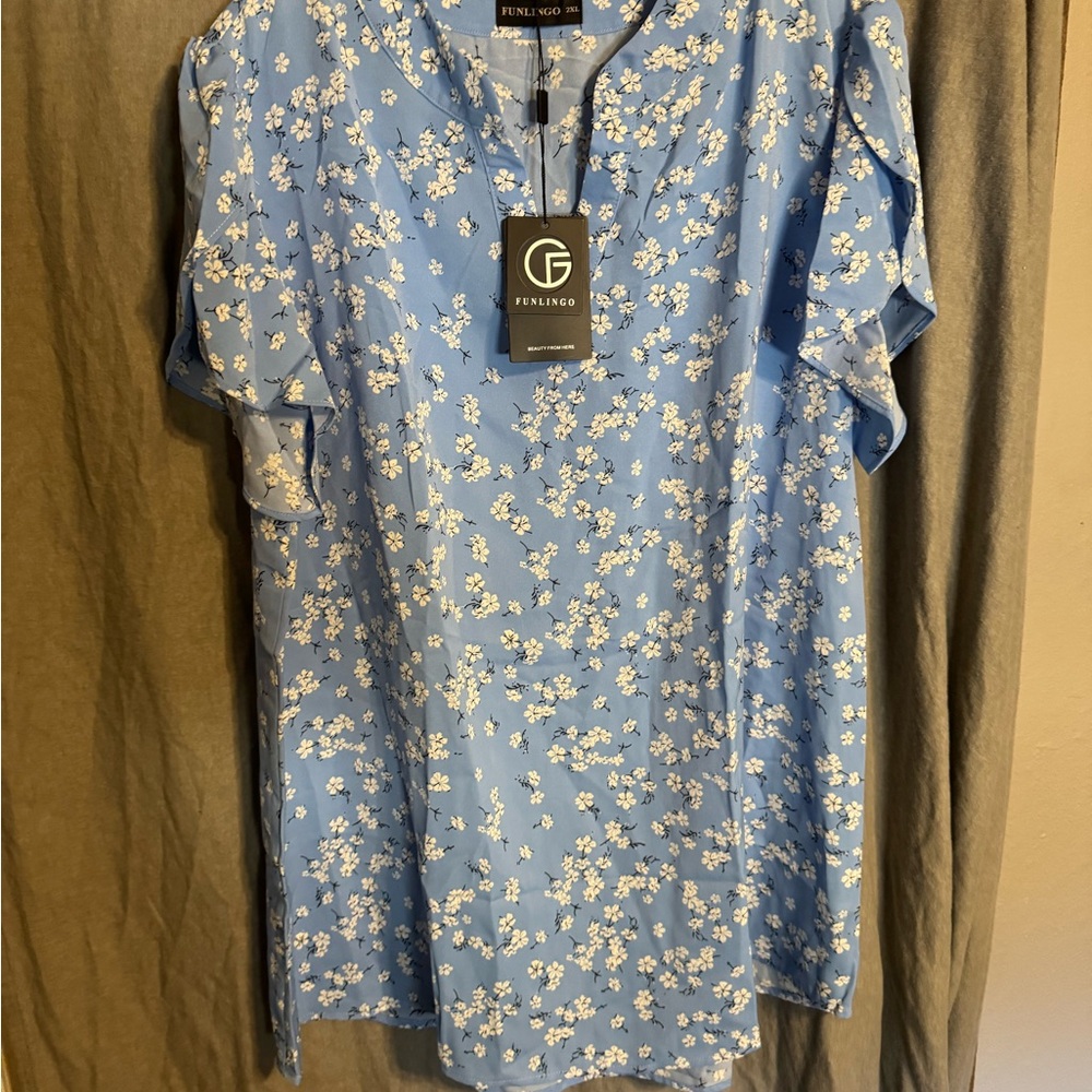 Funlingo Blue Floral Blouse